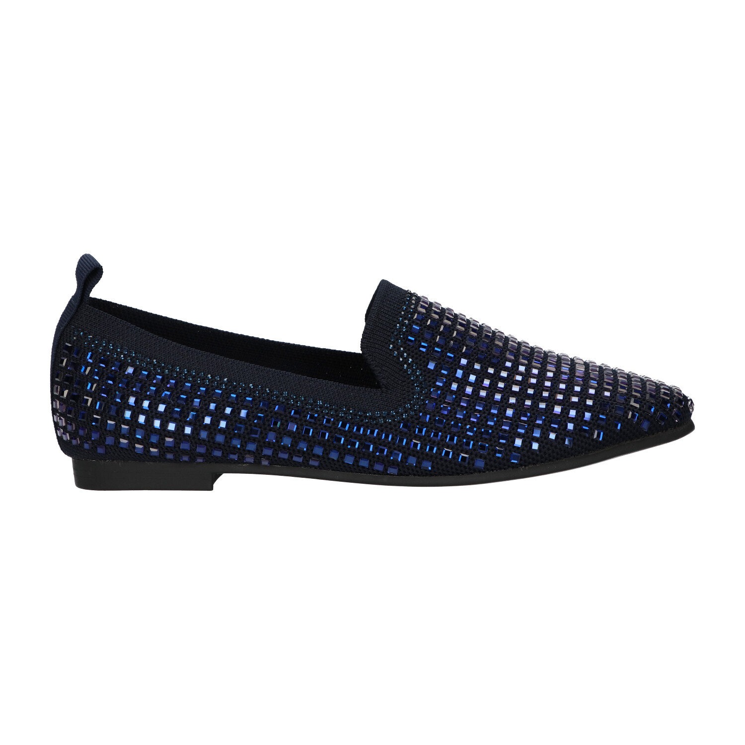 Knitted loafer blauw met steentjes