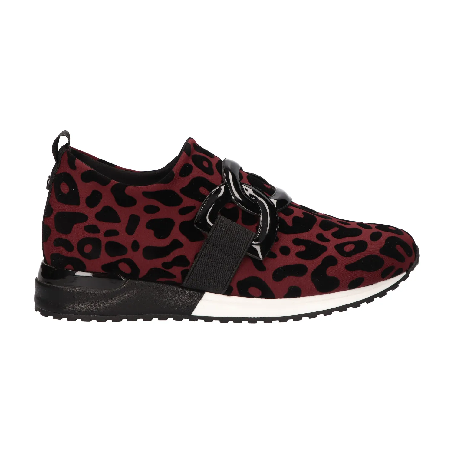 Instapsneaker bordeaux luipaardprint