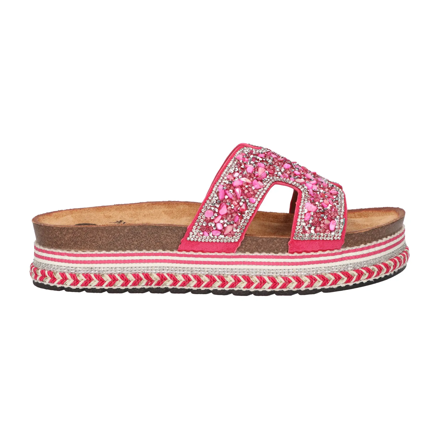 Sandalen roze met steentjes